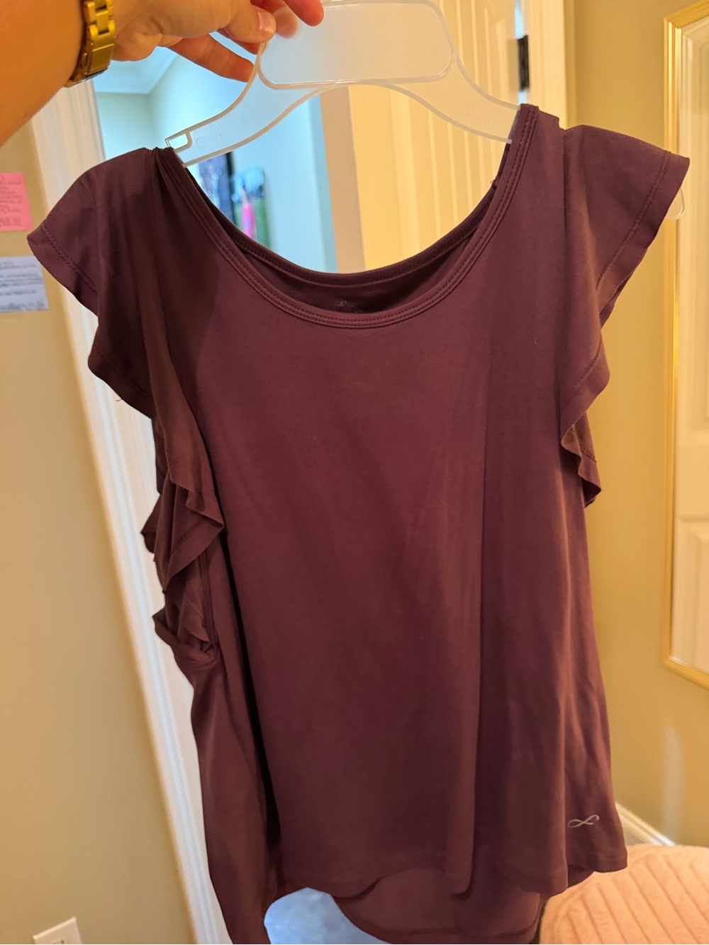 Ruffle Sleeve Scoop Neck Tunic in Deep Purple